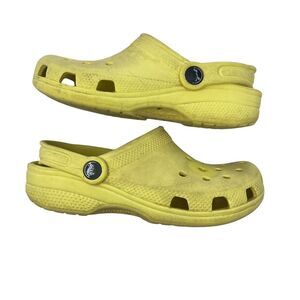KIDS Crocs Classic Junior Yellow Clogs Slip‎ On Unisex Size J2